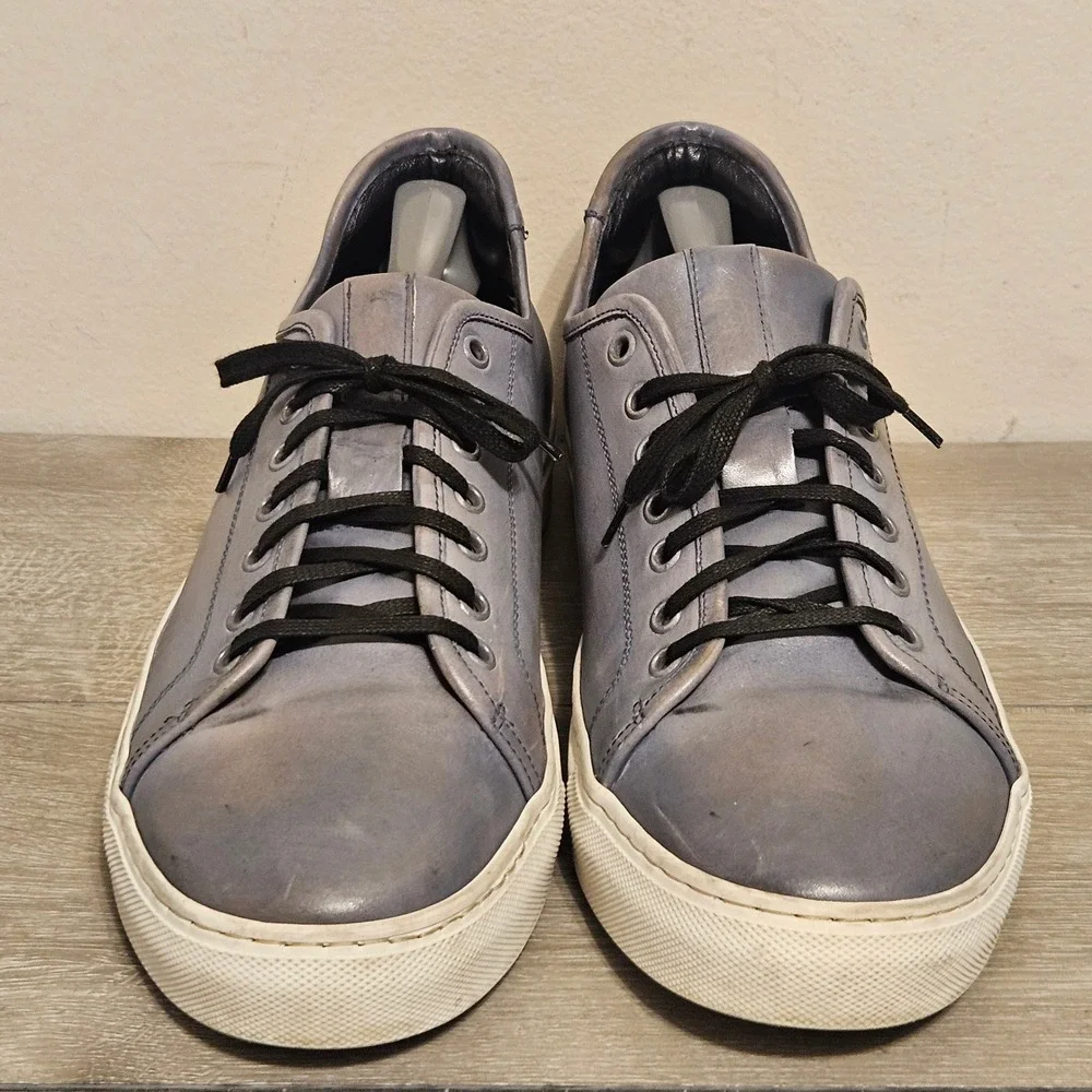 Dario Vis Mens Blue Grey Leather Low Top Sneakers Made in Italy 1402 Sz 44 / 11